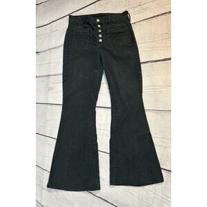 American Eagle Hi Rise Flare Corduroy Pants Gray Button Fly 6 Retro 70s